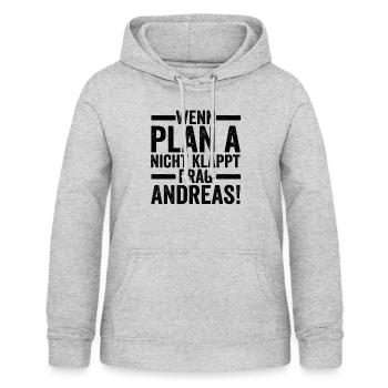 Vorname Andreas - Frauen Hoodie - Hellgrau meliert - Vorne - AI Model Female 172 light (172cm)