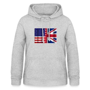 USA UK flag - Sweat à capuche Femme - gris clair chiné - Devant - AI Model Female 172 light (172cm)