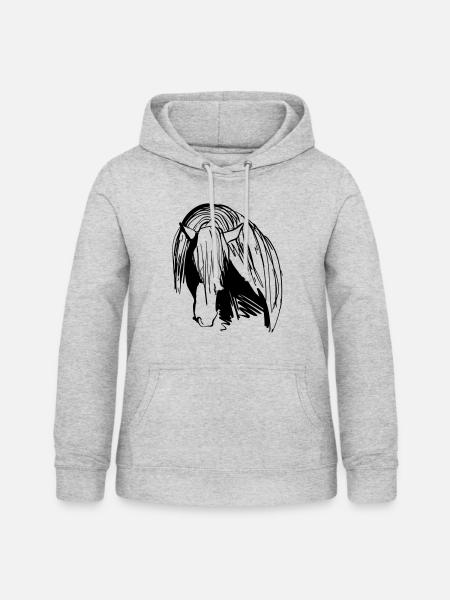 Pferdekopf - Frauen Hoodie - Hellgrau meliert