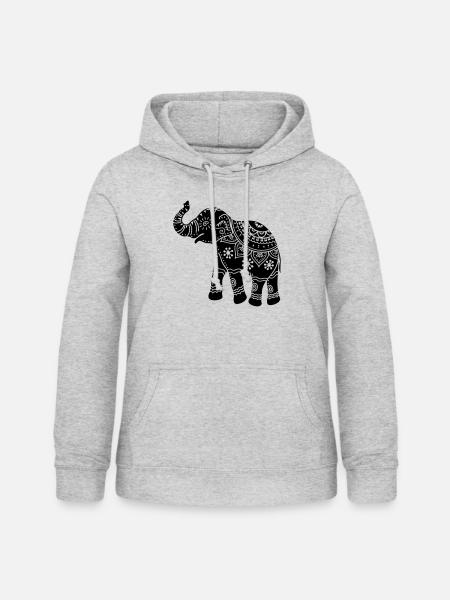 Elefant - Frauen Hoodie - Hellgrau meliert