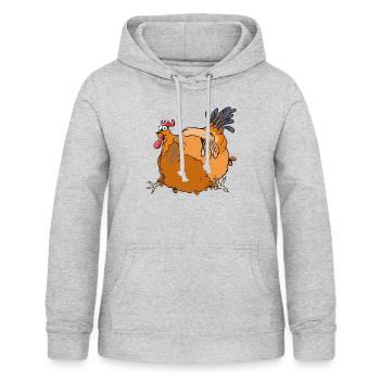 Fettes Huhn - Frauen Hoodie - Hellgrau meliert - Vorne - AI Model Female 172 light (172cm)
