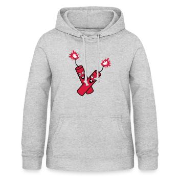 verrueckt 2 freunde team paar party kracher gesich - Frauen Hoodie - Hellgrau meliert - Vorne - AI Model Female 172 light (172cm)
