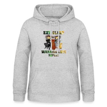 Eat Sleep Warrior Cats Repeat - Women's Hoodie - light heather grey - Front - AI Model Female 172 light (172cm)