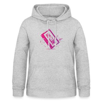 Cassette musicale avec des notes musicales - Sweat à capuche Femme - gris clair chiné - Devant - AI Model Female 172 light (172cm)