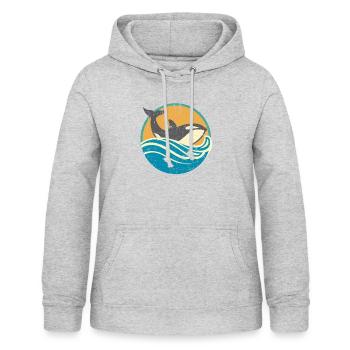 Retro beunruhigter Killerwal-Entwurf für Schwertwal - Frauen Hoodie - Hellgrau meliert - Vorne - AI Model Female 172 light (172cm)