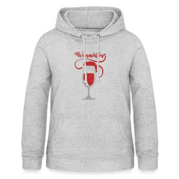Rotweinglas mit Weihnachtsmütze T-Shirt Geschenk - Frauen Hoodie - Hellgrau meliert - Vorne - AI Model Female 172 light (172cm)