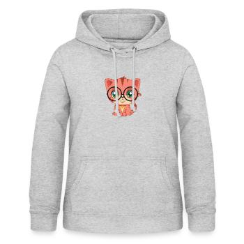 XASTY lunettes de chat mignon nerd glubschi geek nerdy - Sweat à capuche Femme - gris clair chiné - Devant - AI Model Female 172 light (172cm)