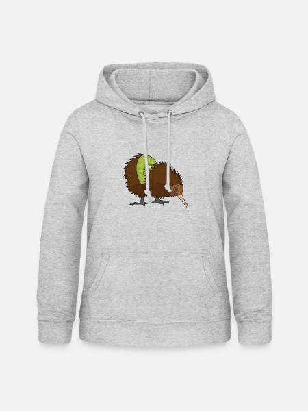 Kiwi - Frucht und Vogel - Frauen Hoodie - Hellgrau meliert