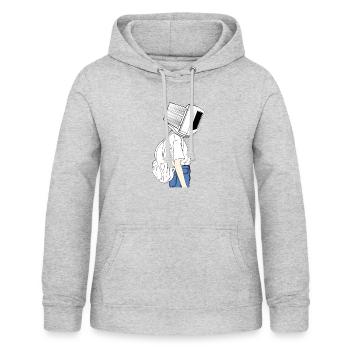 Coder shirt computer head Sad - Women's Hoodie - light heather grey - Front - AI Model Female 172 light (172cm)