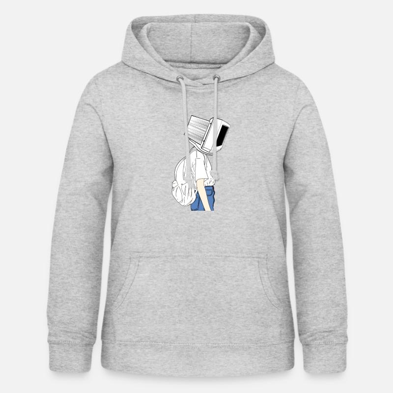 Coder shirt tete d'ordinateur Sad - Sweat à capuche Femme - gris clair chiné