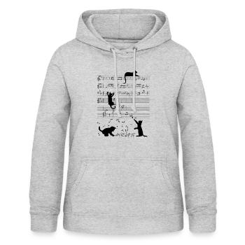 Musical cat kitten music clef - Women's Hoodie - light heather grey - Front - AI Model Female 172 light (172cm)