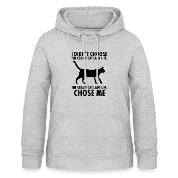 Dame chat fou - Sweat à capuche Femme - gris clair chiné - Devant - AI Model Female 172 light (172cm)