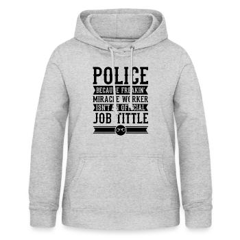 police - Sweat à capuche Femme - gris clair chiné - Devant - AI Model Female 172 light (172cm)
