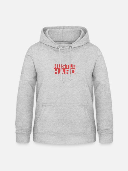 HUSTLE HARD - Frauen Hoodie - Hellgrau meliert
