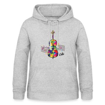 violoncelle - Sweat à capuche Femme - gris clair chiné - Devant - AI Model Female 172 light (172cm)