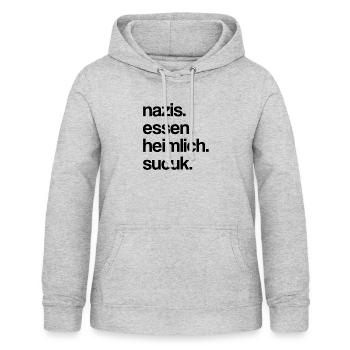 Nazis essen heimlich Sucuk | Antirassismus - Frauen Hoodie - Hellgrau meliert - Vorne - AI Model Female 172 light (172cm)