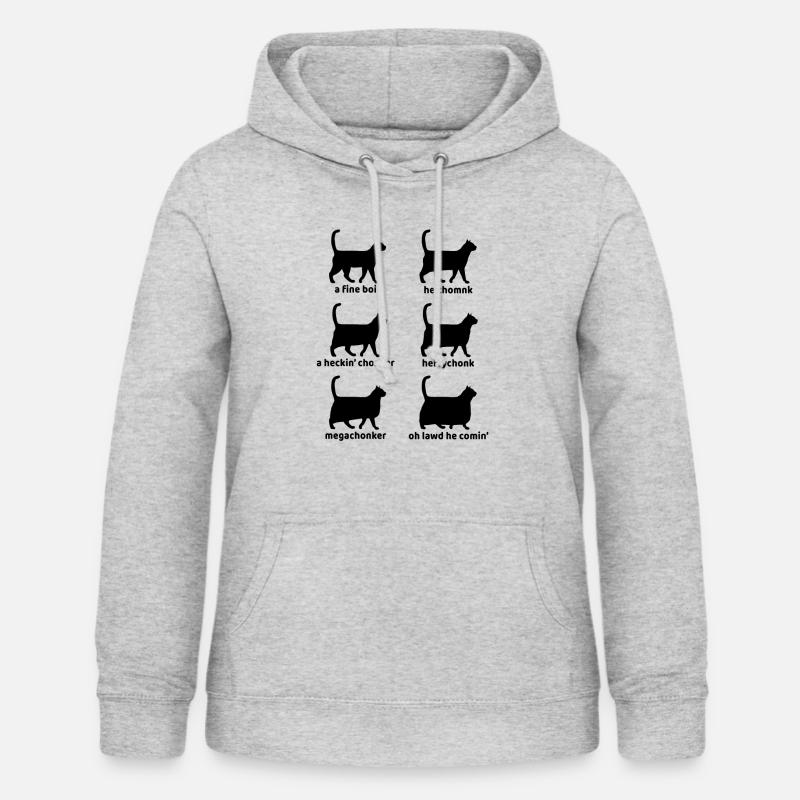Funny Cat Meme Chonk - Sweat à capuche Femme - gris clair chiné