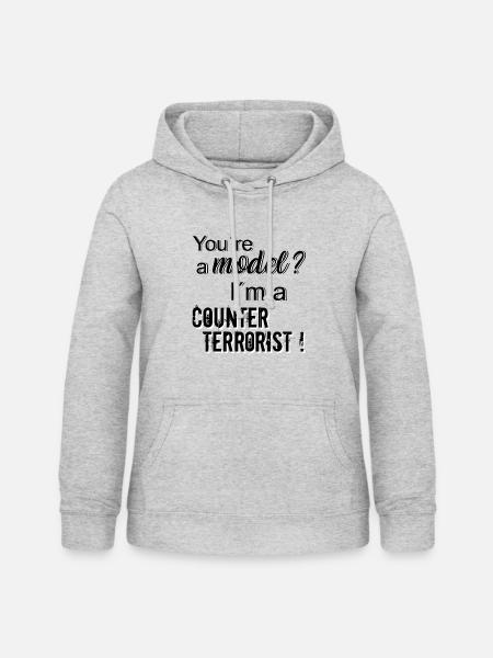model - Frauen Hoodie - Hellgrau meliert
