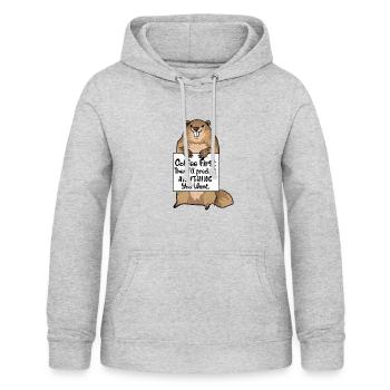 LUSTIGER GROUNDHOG-KAFFEE-LIEBHABER-ENTWURF - Frauen Hoodie - Hellgrau meliert - Vorne - AI Model Female 172 light (172cm)