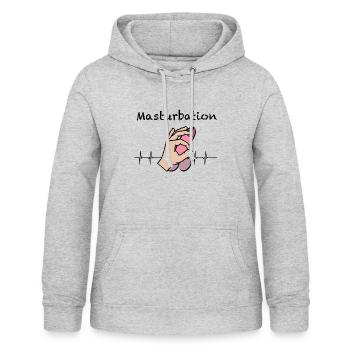 Masturbation Mann Witzig Wichsen Sperma Sex Spruch - Frauen Hoodie - Hellgrau meliert - Vorne - AI Model Female 172 light (172cm)