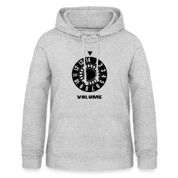 Volume | Lautstärke | Amp | Verstärker - Frauen Hoodie - Hellgrau meliert - Vorne - AI Model Female 172 light (172cm)
