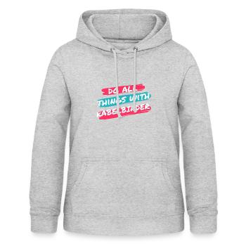 Do all things with | Attaches de câbles - Sweat à capuche Femme - gris clair chiné - Devant - AI Model Female 172 light (172cm)