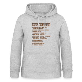 RUGBY CODE - Women's Hoodie - light heather grey - Front - AI Model Female 172 light (172cm)