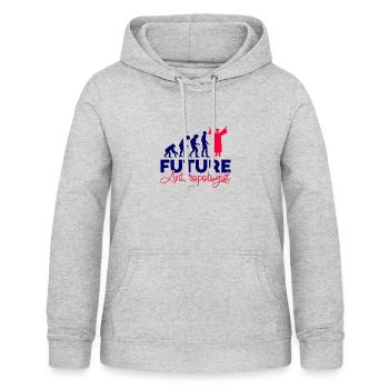 Futur antropologue - Sweat à capuche Femme - gris clair chiné - Devant - AI Model Female 172 light (172cm)