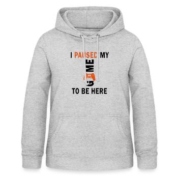 I Paused my Game Design für Gamer - Frauen Hoodie - Hellgrau meliert - Vorne - AI Model Female 172 light (172cm)