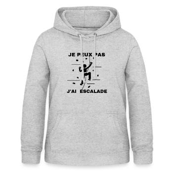 Je peux pas j'ai escalade - Sweat à capuche Femme - gris clair chiné - Devant - AI Model Female 172 light (172cm)