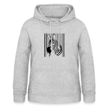 Lustiges Shirt mit einem Zebra das im Barcode ist - Frauen Hoodie - Hellgrau meliert - Vorne - AI Model Female 172 light (172cm)