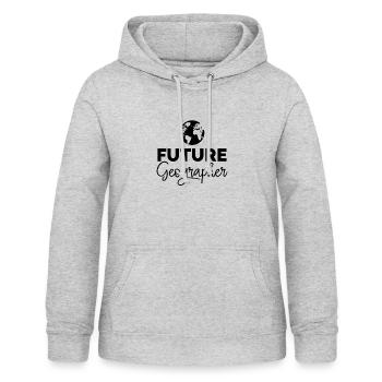 Futur géographe - Sweat à capuche Femme - gris clair chiné - Devant - AI Model Female 172 light (172cm)