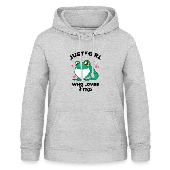 Juste une fille qui aime les grenouilles - Sweat à capuche Femme - gris clair chiné - Devant - AI Model Female 172 light (172cm)