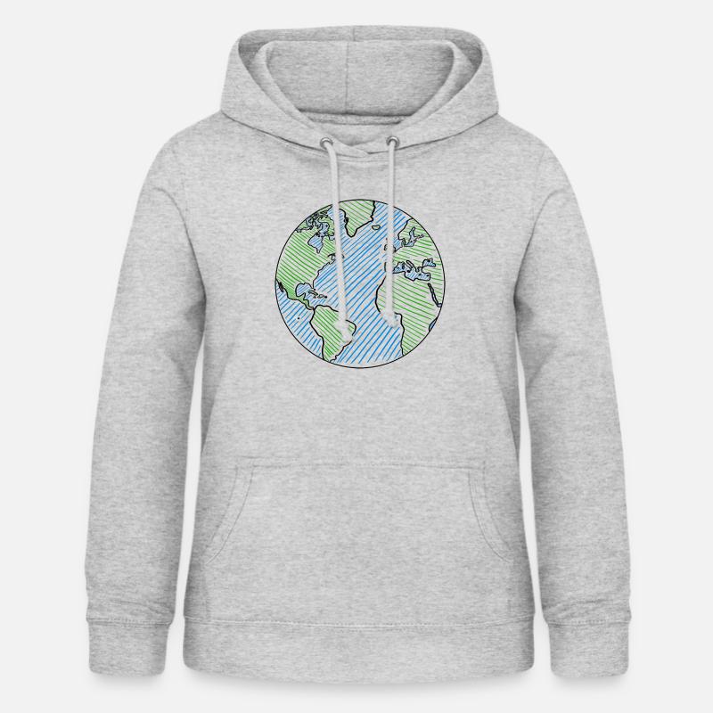 Planète Terre Dessinée - Sweat à capuche Femme - gris clair chiné