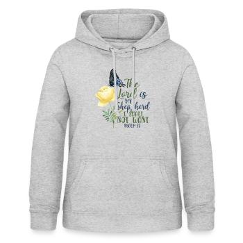 Citation de verset biblique chrétien - Sweat à capuche Femme - gris clair chiné - Devant - AI Model Female 172 light (172cm)