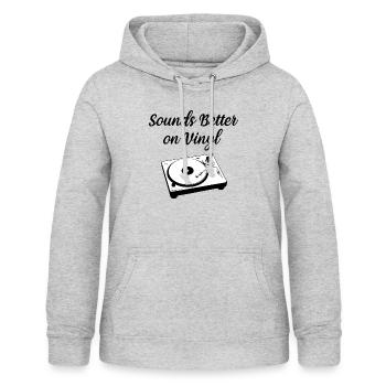 Humorvolle Retro altmodische Polyvinyls Aufnahme - Frauen Hoodie - Hellgrau meliert - Vorne - AI Model Female 172 light (172cm)