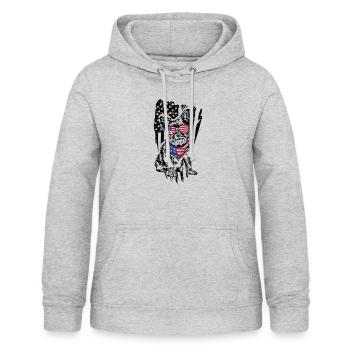 Chien Yorkshire terrier portant le drapeau américain - Sweat à capuche Femme - gris clair chiné - Devant - AI Model Female 172 light (172cm)