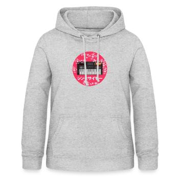 Humour Japan Amplifier Audio Recording Musique - Sweat à capuche Femme - gris clair chiné - Devant - AI Model Female 172 light (172cm)