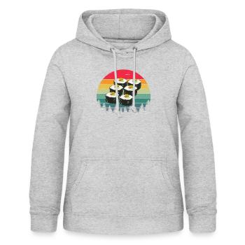 Humorvolle Vintage altmodische Sashimi Japan - Frauen Hoodie - Hellgrau meliert - Vorne - AI Model Female 172 light (172cm)