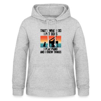 Neuheit Haustier Hund Spiel Klavier und Know Thing Haustiere - Frauen Hoodie - Hellgrau meliert - Vorne - AI Model Female 172 light (172cm)