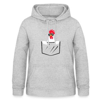 Humorous Adorable Comical Chicken Pocket Ranch - Women's Hoodie - light heather grey - Front - AI Model Female 172 light (172cm)