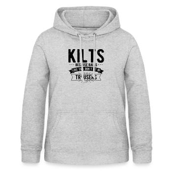 Hilarious Kilts Because Balls Like These Trouser - Women's Hoodie - light heather grey - Front - AI Model Female 172 light (172cm)