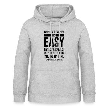 Humorous Teacher Is Easy Like Riding A Bike - Women's Hoodie - light heather grey - Front - AI Model Female 172 light (172cm)