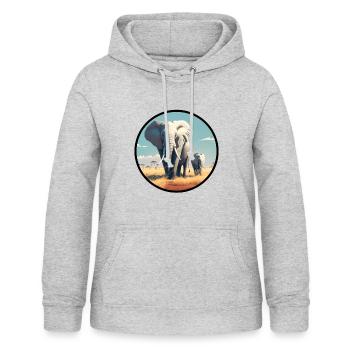 Eléphant Éléphant Vache Afrique Serengeti - Sweat à capuche Femme - gris clair chiné - Devant - AI Model Female 172 light (172cm)
