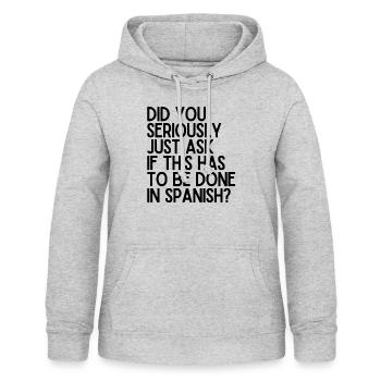 Lustig genervte Spanischlehrer sarkastisch - Frauen Hoodie - Hellgrau meliert - Vorne - AI Model Female 172 light (172cm)