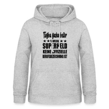 Tiefbaufacharbeiter Superheld Spruch - Frauen Hoodie - Hellgrau meliert - Vorne - AI Model Female 172 light (172cm)