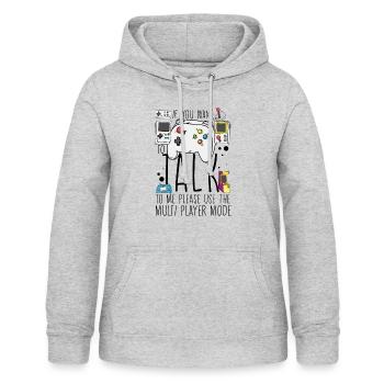 Drôle s’il vous plaît utiliser le dicton sarcastique multijoueur - Sweat à capuche Femme - gris clair chiné - Devant - AI Model Female 172 light (172cm)