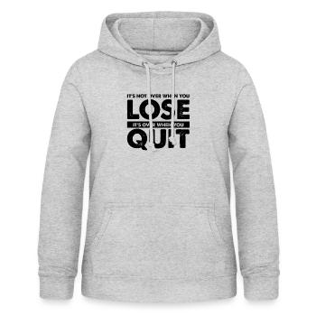 Nouveautés Messages inspirants du PDG - Sweat à capuche Femme - gris clair chiné - Devant - AI Model Female 172 light (172cm)