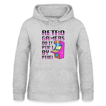 Video Players Retro Gamer Gaming Classic 80s - Women's Hoodie - light heather grey - Front - AI Model Female 172 light (172cm)