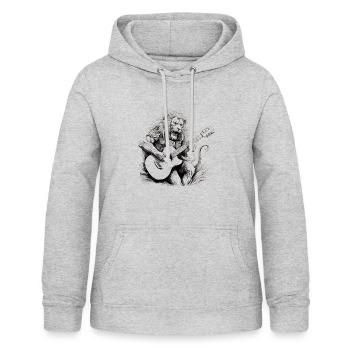 Lion jouant de la guitare - Sweat à capuche Femme - gris clair chiné - Devant - AI Model Female 172 light (172cm)